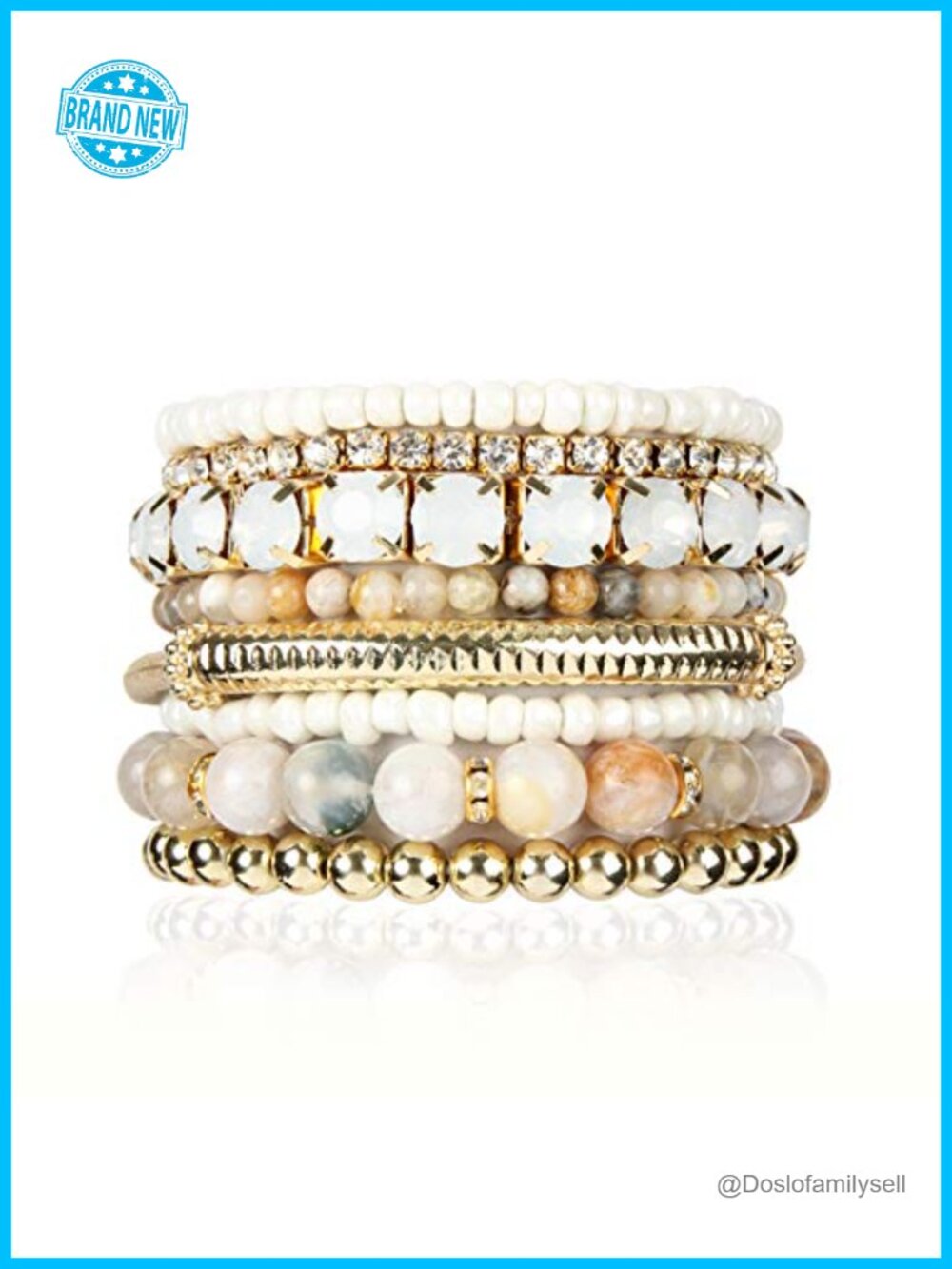 Stretch Beaded Stackable Bracelets Layering Wrap Bangles